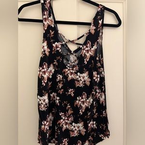 American Eagle Soft And Sexy Criss Cross Floral Tank